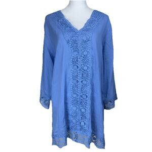 Isaac Mizrahi New York Daisy Cover Up Tunic Women's S Lace Trim Feminine Beach
